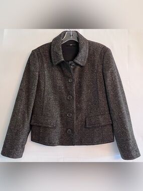 Hugo Boss Wool Silk Tweed Blazer Jacket Brown 12